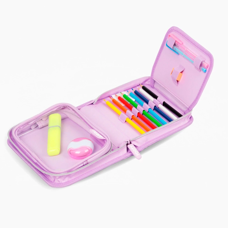 Cartuchera Escolar Footy Desplegable 1 piso Glow Fly Lila Art.F263044